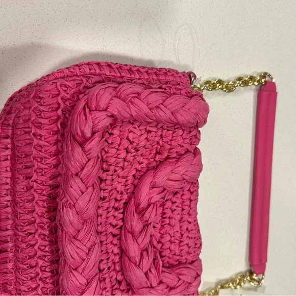 Madison West NWT Pink Woven Handbag with Gold Chain - Picture 12 of 13